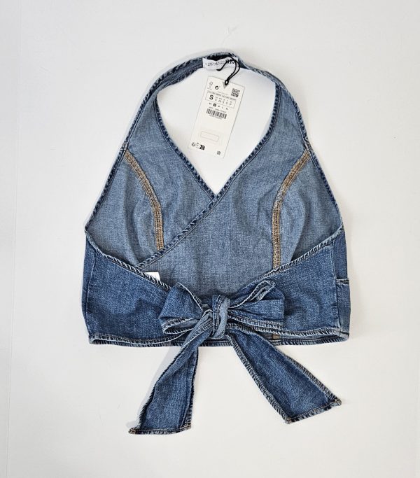 ZARA OPEN BACK DENIM TOP - Image 5
