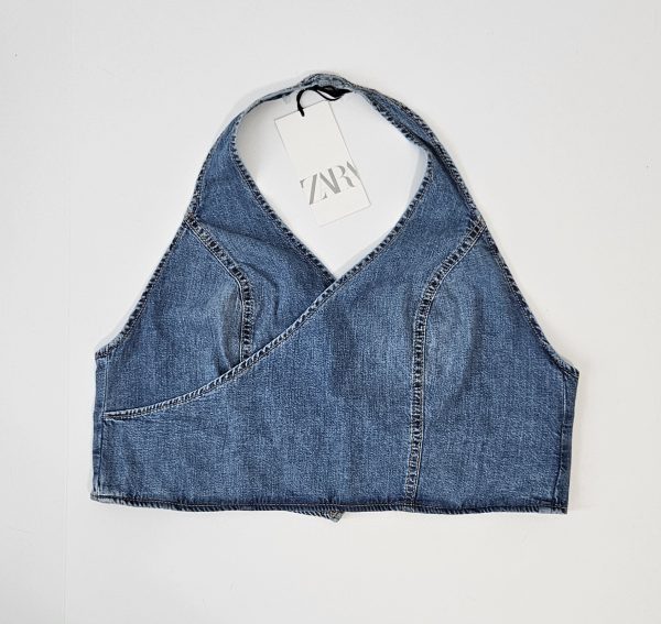 ZARA OPEN BACK DENIM TOP - Image 3