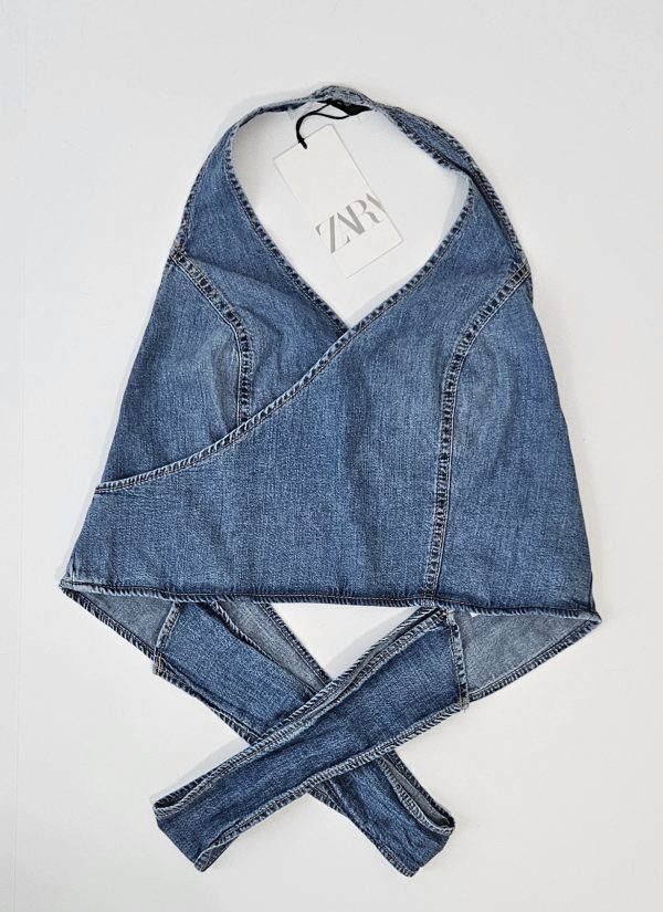 ZARA OPEN BACK DENIM TOP - Image 4
